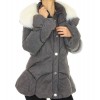 Down Jacket with Knitted Cashmere Details and Detachable Shadow Fox on the Collar